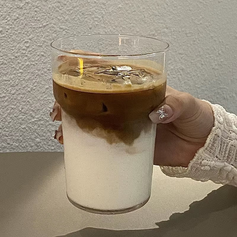 Elegant Glass Drinkware for Cold Beverages - Latte Cups, Iced Water Bottles, and Wine Cocktail Glasses