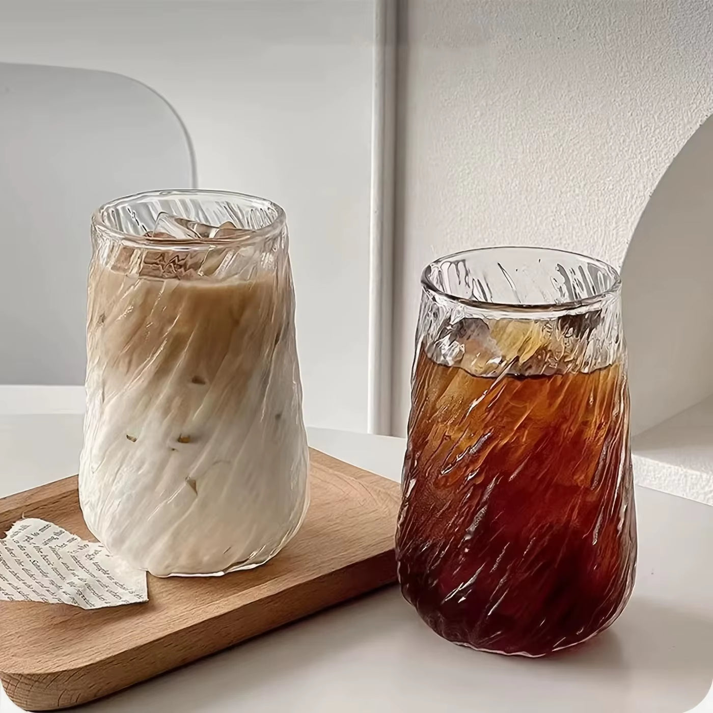400ML Transparent Glass Coffee Mug with Stripe Design - Versatile Drinkware for Tea, Juice, Milk, and Mocha
