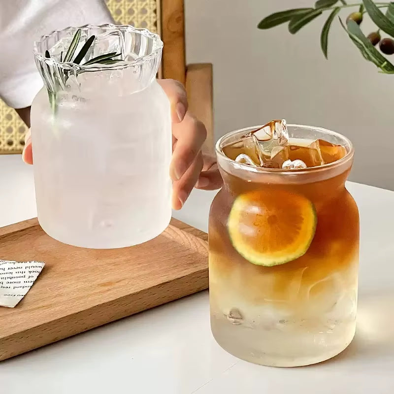 Elegant Glass Drinkware for Cold Beverages - Latte Cups, Iced Water Bottles, and Wine Cocktail Glasses