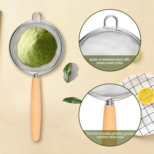 4Pcs Matcha Whisk Set Portable Matcha Tea Set Reusable Japanese Whisk Set Handmade Wood Matcha Whisk Tea Scoop Matcha Scoop Stainless Steel Tea Strainer for Tea Lovers Beginners