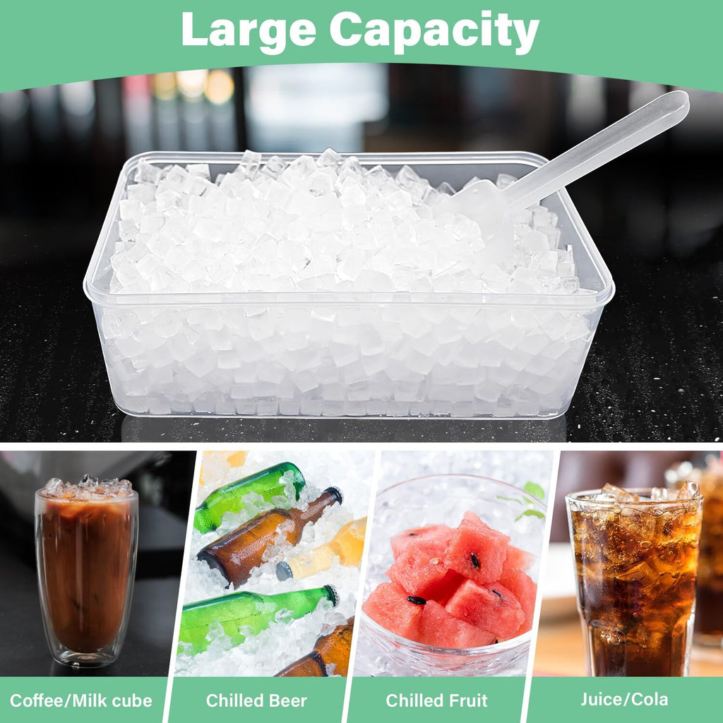 4 Pack Mini Ice Cube Tray with Bin Ice Container and Scoop for Freezer