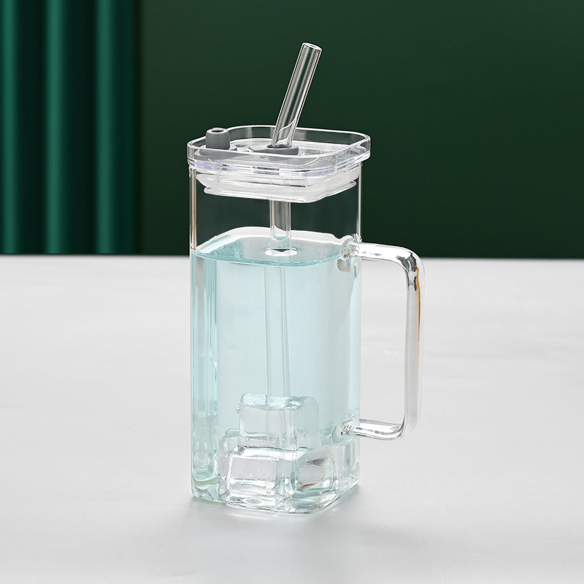 Transparent High Borosilicate Glass Straw Cup Set - 6 Color Options, Includes Straw and Lid, Ideal for Milk, Juice, Cold Beverages, Coffee, Tea, Office Use, and Gifting