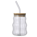 High Borosilicate Glass Stripe Straw Cup Ins Wind