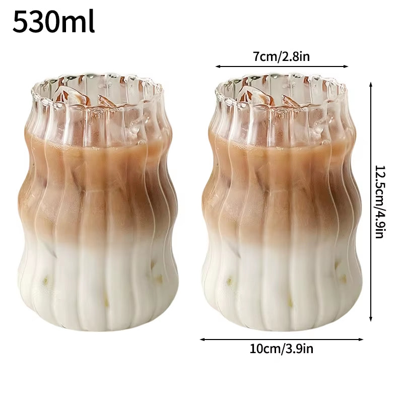 Elegant Glass Drinkware for Cold Beverages - Latte Cups, Iced Water Bottles, and Wine Cocktail Glasses